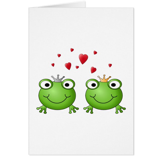 Frog Prince and Frog Princess, with hearts. (Front)