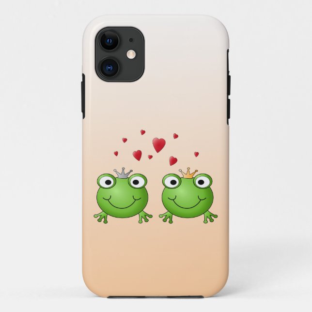 Frog Prince and Frog Princess, with hearts. Case-Mate iPhone Case (Back)