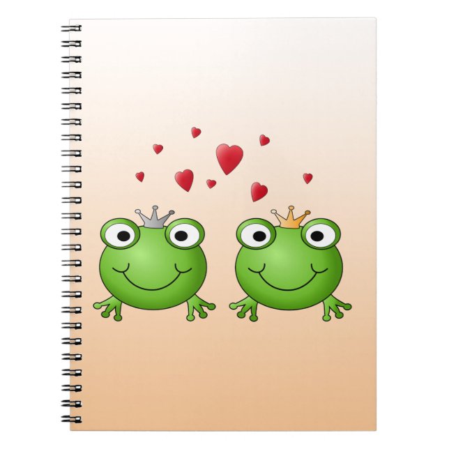 Frog Prince and Frog Princess, with hearts. Notebook (Front)