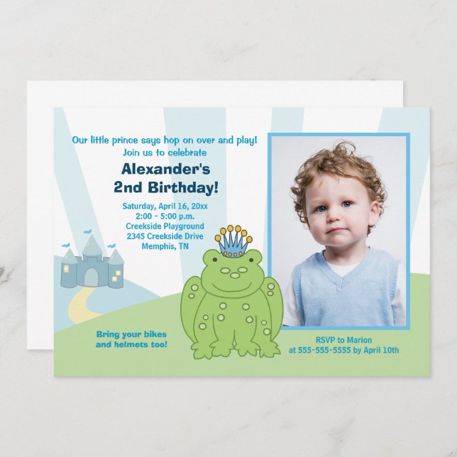 Frog Prince Boys Birthday Invitation Template (Front/Back)