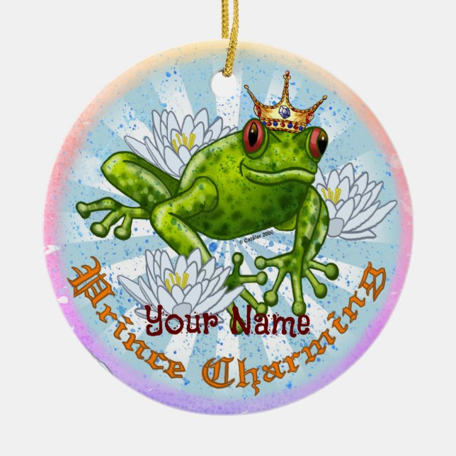 Frog Prince Charming Ceramic Ornament (Front)