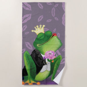 Frog Prince Funny Beach Towel