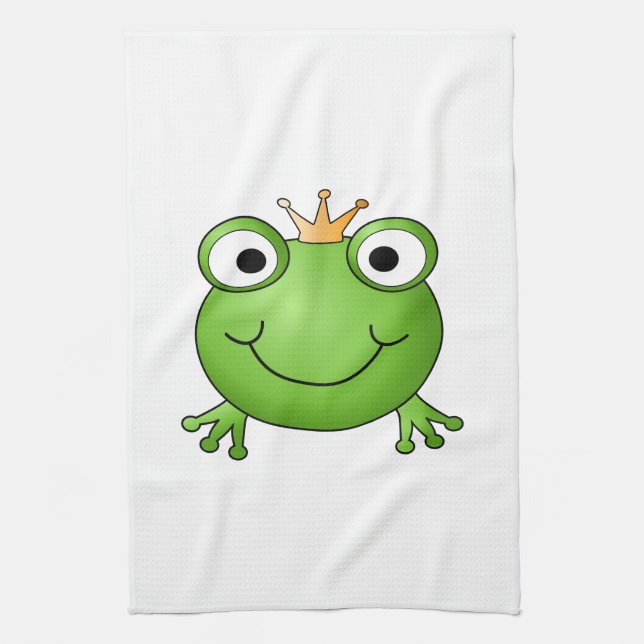 Frog Prince. Happy Frog. Tea Towel (Vertical)