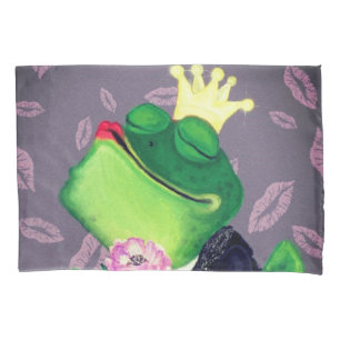 Frog Prince - Kiss - Funny - Painting  Pillowcase