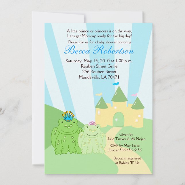 Frog Prince & Princess 5x7 Baby Shower Invitation (Front)