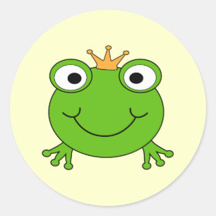 Frog Prince. Smiling Frog with a Crown. Classic Round Sticker