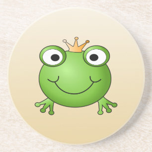 Frog Prince. Smiling Frog with a Crown. Coaster