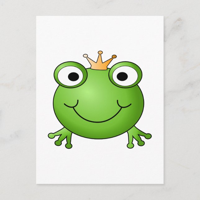 Frog Prince. Smiling Frog with a Crown. Postcard (Front)