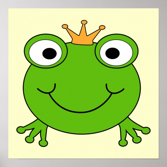 Frog Prince. Smiling Frog with a Crown. Poster (Front)