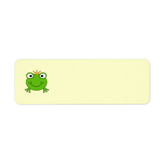 Frog Prince. Smiling Frog with a Crown. Return Address Label