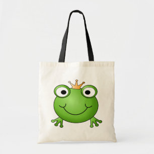 Frog Prince. Smiling Frog with a Crown. Tote Bag