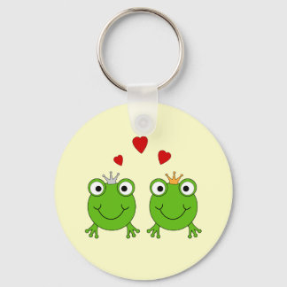 Frog Princess and Frog Prince, with hearts. Key Ring