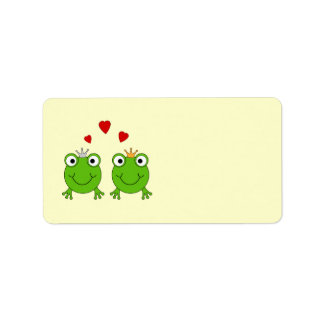 Frog Princess and Frog Prince, with hearts. Label