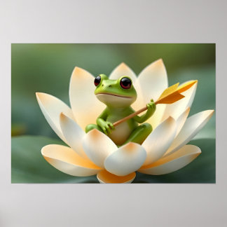Frog Princess in White Lotus Waits For The Prince Poster