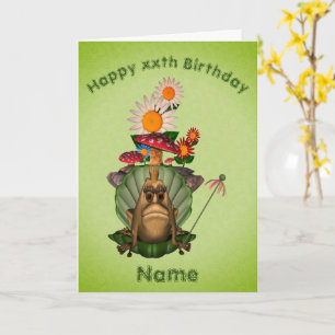 Frog Princess Mushrooms Personalised Birthday  Card