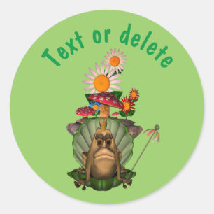 Frog Princess On Throne Cute Personalised Classic Round Sticker