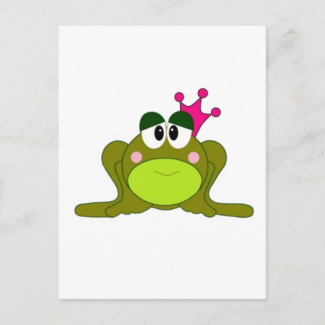 Frog Princess With Pink Crown Cartoon Postcard (Front)