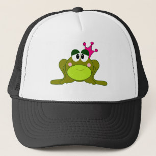 Frog Princess With Pink Crown Cartoon Trucker Hat