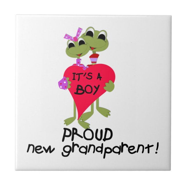 Frog Proud Grandparent of Boy Gifts Ceramic Tile (Front)