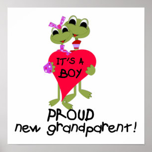 Frog Proud Grandparent of Boy Gifts Poster