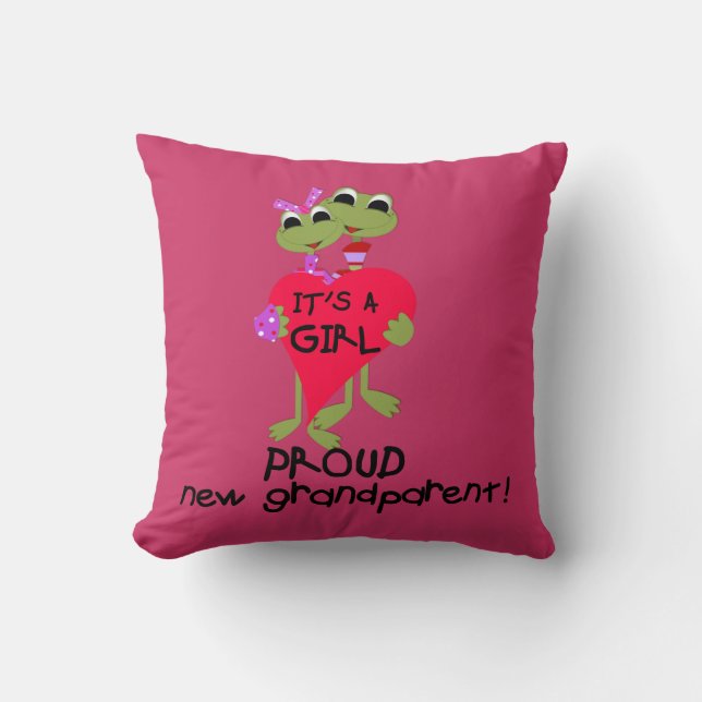 Frog Proud Grandparent of Girl Gifts Cushion (Front)