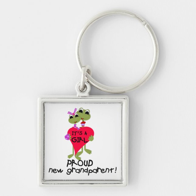 Frog Proud Grandparent of Girl Gifts Key Ring (Front)