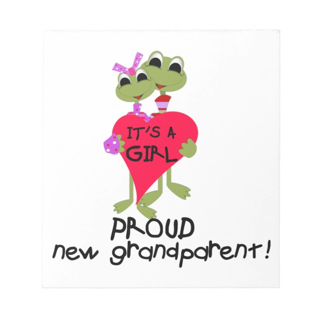 Frog Proud Grandparent of Girl Gifts Notepad (Front)