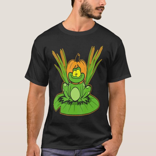 Frog Pumpkin Head Lazy Halloween Costume Amphibian T-Shirt (Front)
