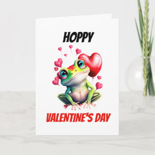 Frog puns   Hoppy Valentine's Day cute froggy pun Holiday Card