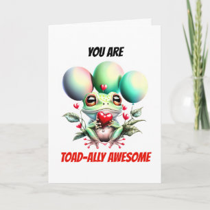 Frog puns   Toadally awesome cute green toad pun Holiday Card