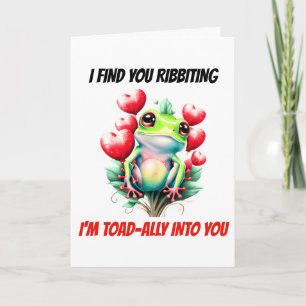 Frog puns   Toadally into you cute green frog Holiday Card