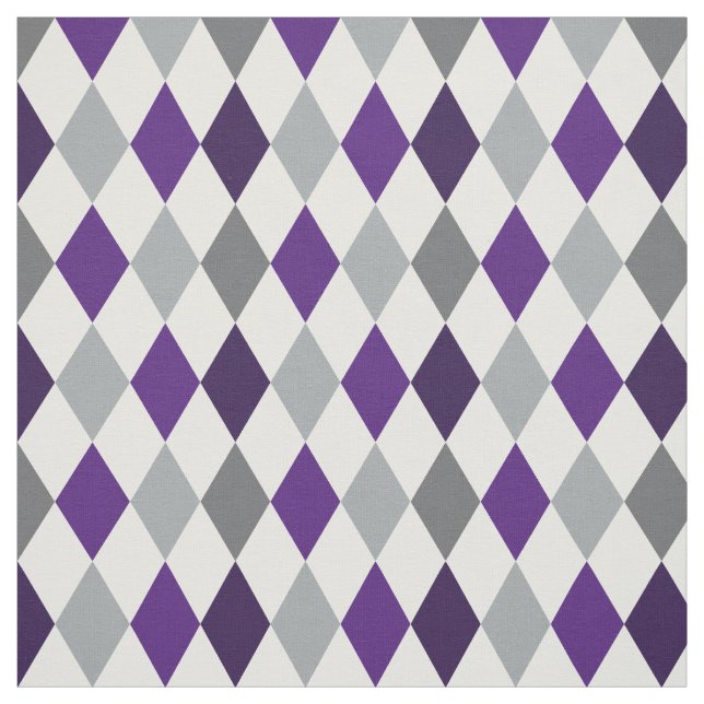 Frog Purple & Grey Argyle Pattern Fabric (Swatch)