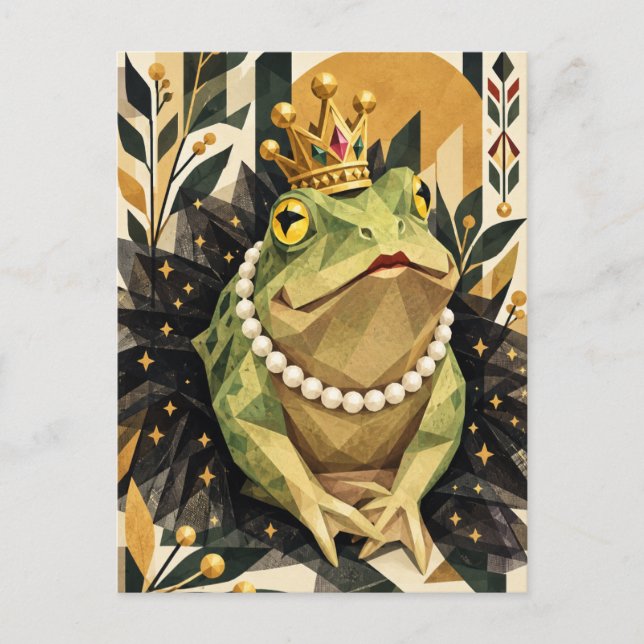 Frog Queen Geometric Art Postcard (Front)