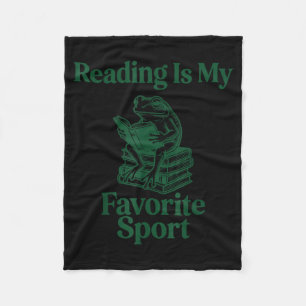Frog reading book fun men women kids reading  fleece blanket