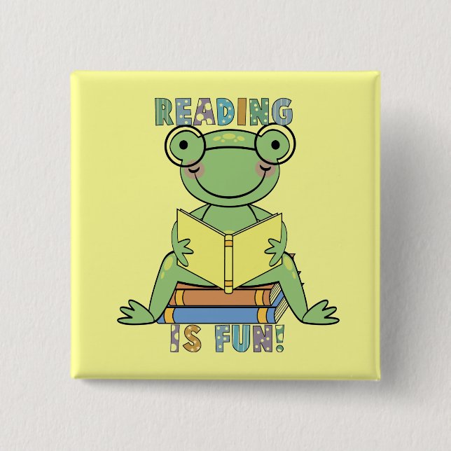 Frog - Reading is Fun Tshirts and Gifts 15 Cm Square Badge (Front)