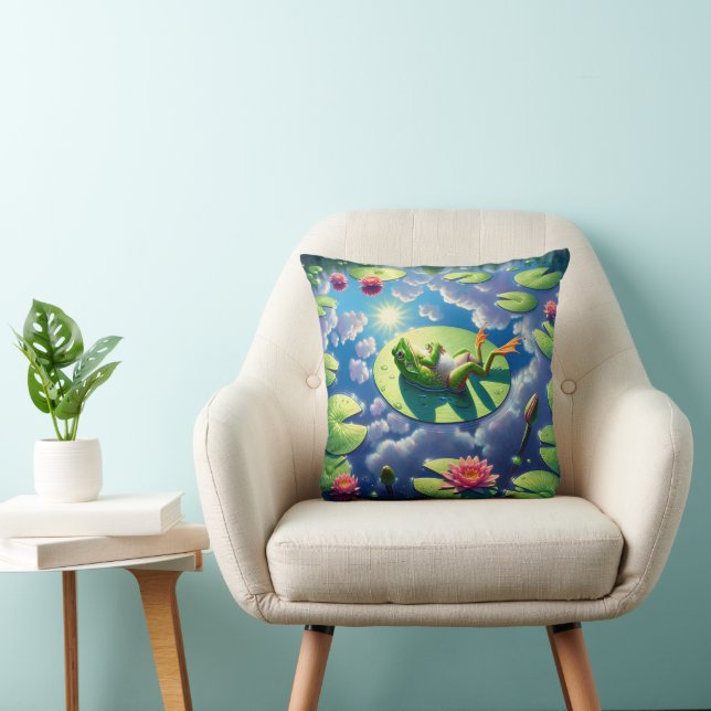 Frog Relaxing On a Lily Pad Cushion (Chair)
