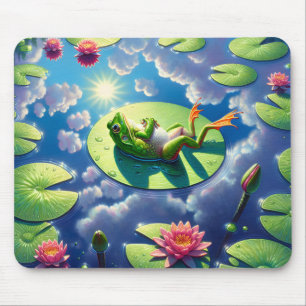 Frog Relaxing On a Lily Pad Mouse Pad