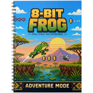 Frog, Retro 8-Bit Pixel Art Notebook