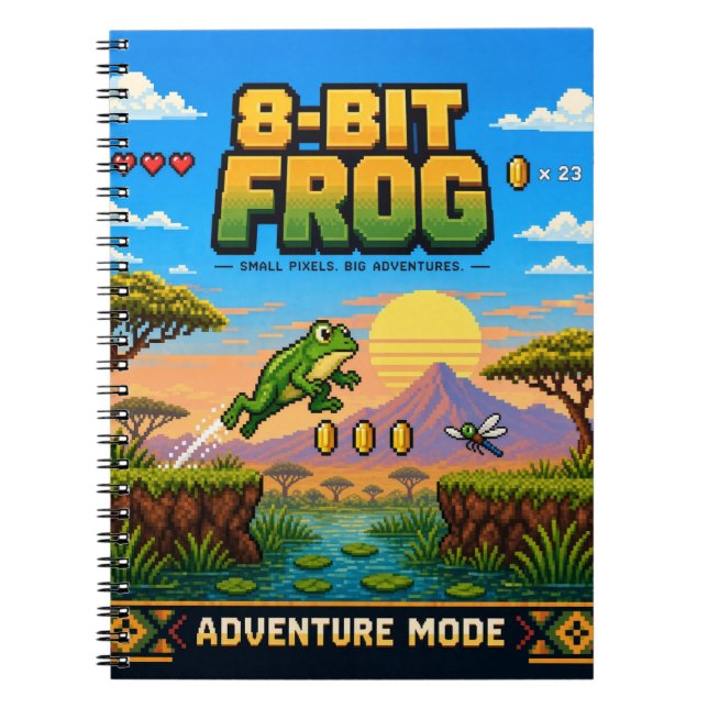 Frog, Retro 8-Bit Pixel Art Notebook (Front)