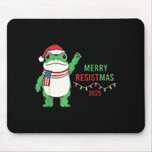 Frog Retro Merry Resistmas Funny Litical Christmas Mouse Pad