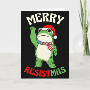 Frog Retro Merry Resistmas Funny Political Christm Card