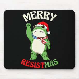Frog Retro Merry Resistmas Funny Political Christm Mouse Pad