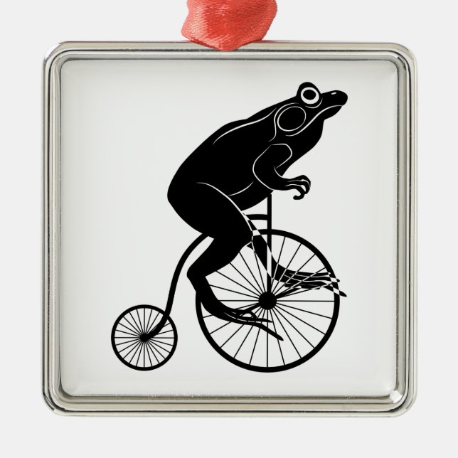 Frog Riding a Bike Metal Ornament (Front)