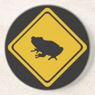 frog road sign coaster