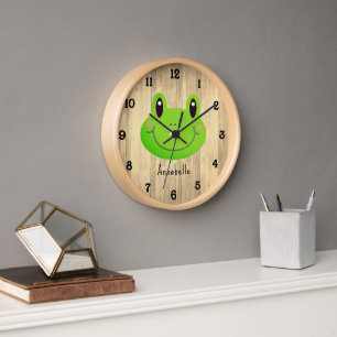 Frog Rustic Kids Clock