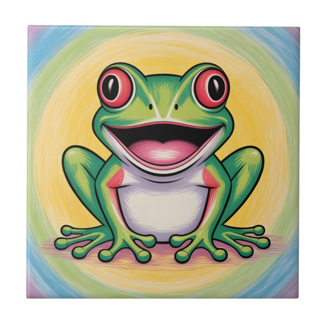 Frog’s Gentle Smile Ceramic Tile (Front)