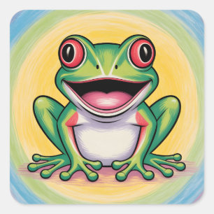 Frog’s Gentle Smile Square Sticker
