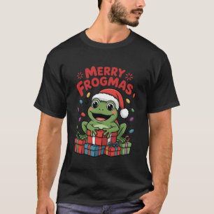 Frog Santa Hat Christmas Design Funny Animal Lover T-Shirt