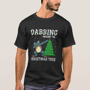 Frog Santa Hat Dabbing Around the Christmas Tree T T-Shirt