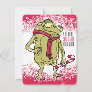 Frog scarf knitting crochet handmade by Christmas Holiday Card